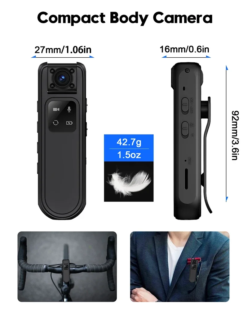 Ultra high definition 2.5K portable mini camera, small digital recorder, police mini camera BodyCam, infrared night vision