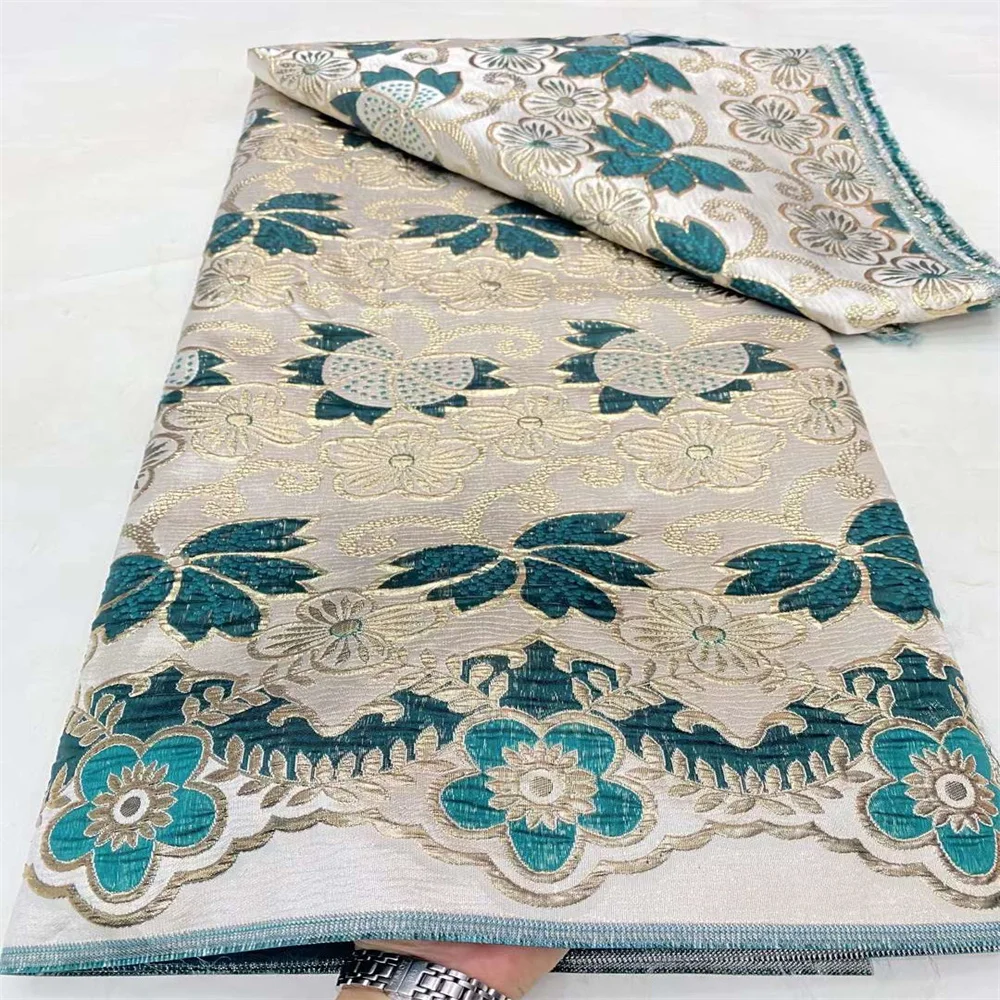 

Latest African Jacquard Lace Fabric 5 Yards 2024 High Quality Nigerian Brocade Jacquard Laces Fabrics For Wedding Sewing Dresses