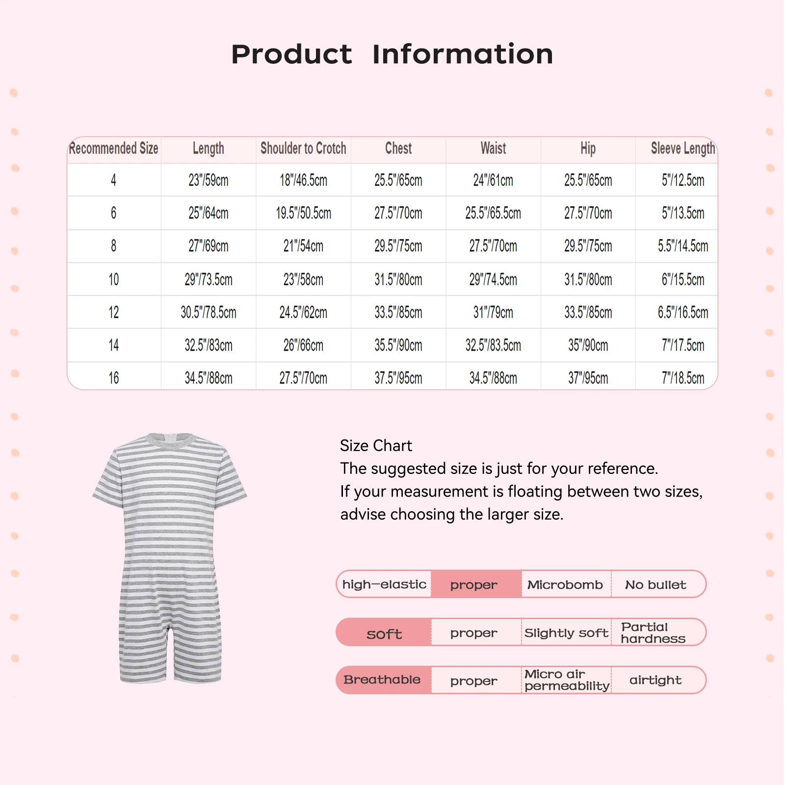 ملابس أطفال بنين بنات ذات احتياجات خاصة، ملابس قطنية ناعمة بأكمام قصيرة وطول الفخذ ومضادة للشريط وسحاب مخطط #6