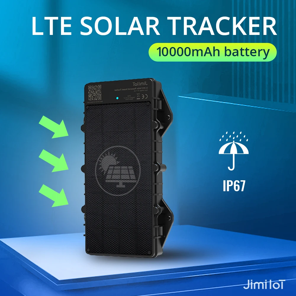 JIMIMAX LL303 Solar Tracker 4G GPS Vehicle Locator Bluetooth Tracking Device 10000Mah Charged Battery  Remote Control Alarm APP