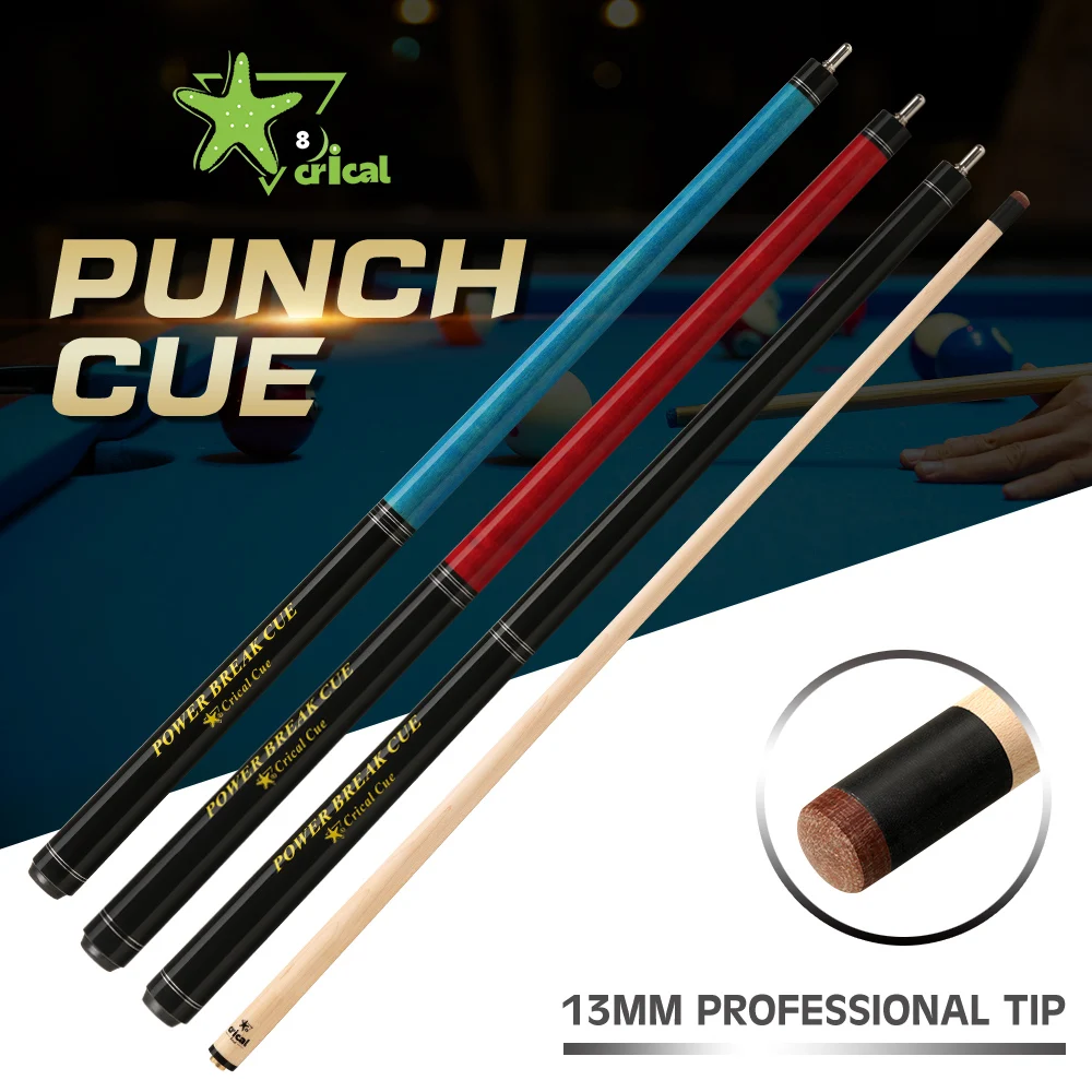 

Crical Billiards Punch Cue 138cm 13.5mm Tip Hard Tecnologia Maple Shaft Jump Stick with Gifts Technology Professional Cue