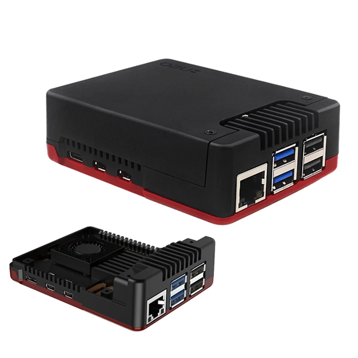 AT87-Für Raspberry Pi 5 Argon NEO 5 Aluminiumgehäuse Eingebauter 30 mm PWN-Lüfter Passive Kühlrippen für Raspberry Pi 5 Gehäuseschale