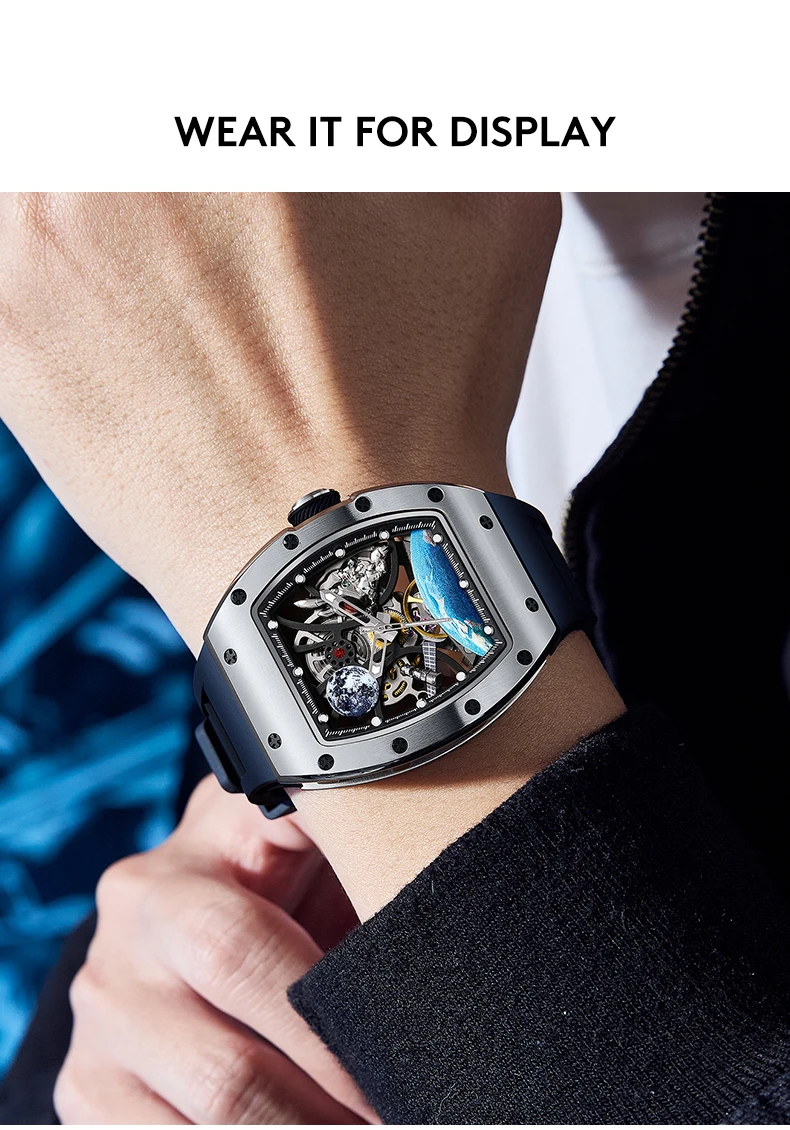 حركة أوتوماتيكية ساعات آلية للرجال موضة الأسود المحارب جوفاء عالية الجودة مقاوم للماء ساعة رجالي Reloj Hombre