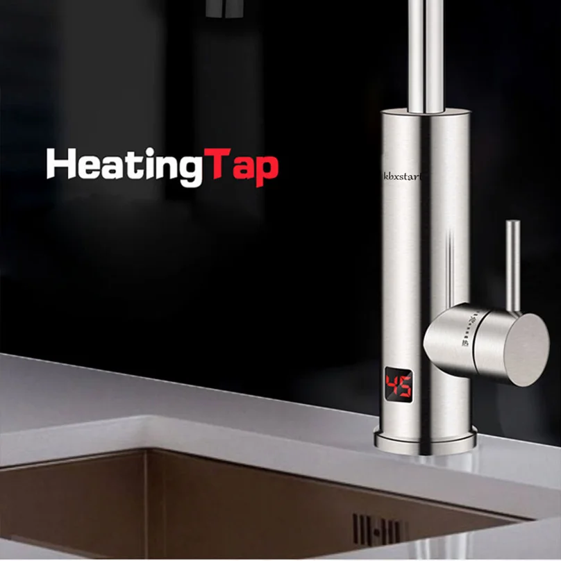 220 فولت Tankless المطبخ سخان مياه كهربي صنبور لحظة صنبور الماء الساخن مع شاشة ديجيتال LED والإسكان الفولاذ المقاوم للصدأ