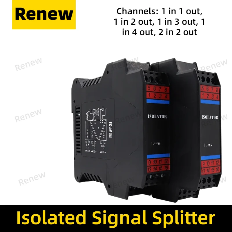 

4-20ma Signal Isolator Analog Transmitter Converter 0-10v 0-75mv 1 In 1 Output 1 In 2 Out 1 In 3 Out 2 In 2 Out 35mm Din Rail