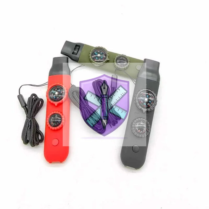 

7In1 Survival Whistle With Compass LED Lighted Portable Survival Whistle Tool Camping Hiking Outdoor Multifunctional Whistle