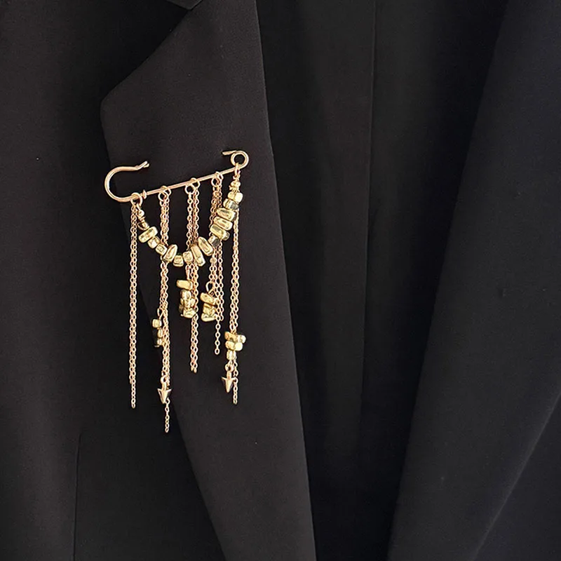 New Irregular Tassel Chain Brooch Women Fashion Design Multi-Functional Pants Chain Charm Clothes Pin Accessory Jewelry Gifts