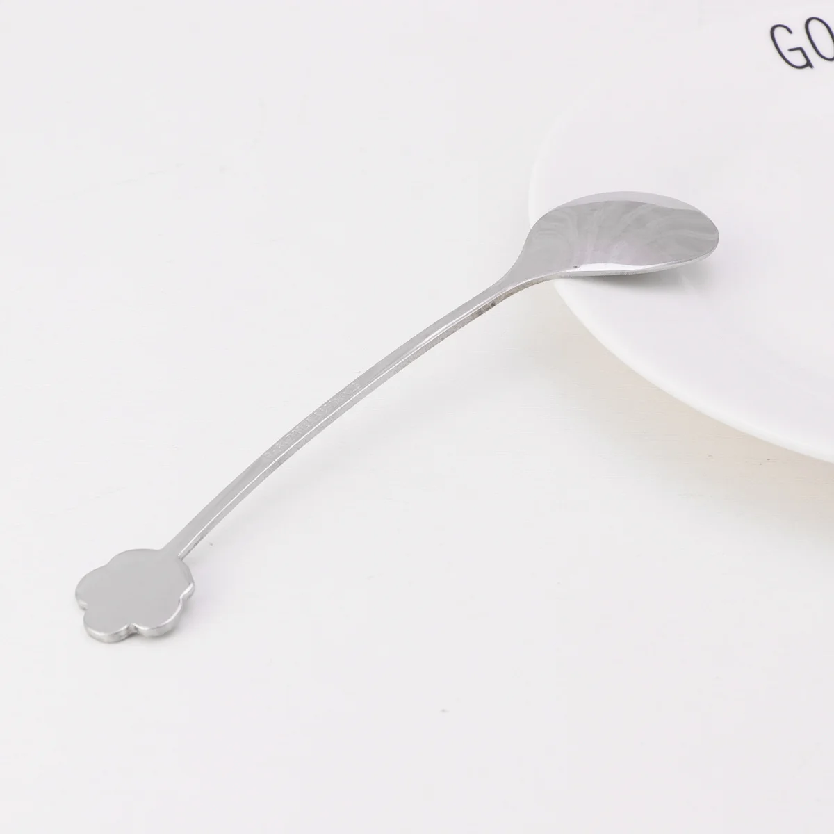 

Stainless Steel Coffee Spoon Chic Dessert Spoon Unique Four-leaf Clover Spoon Tableware Scoop for Home Restaurant (Silver)