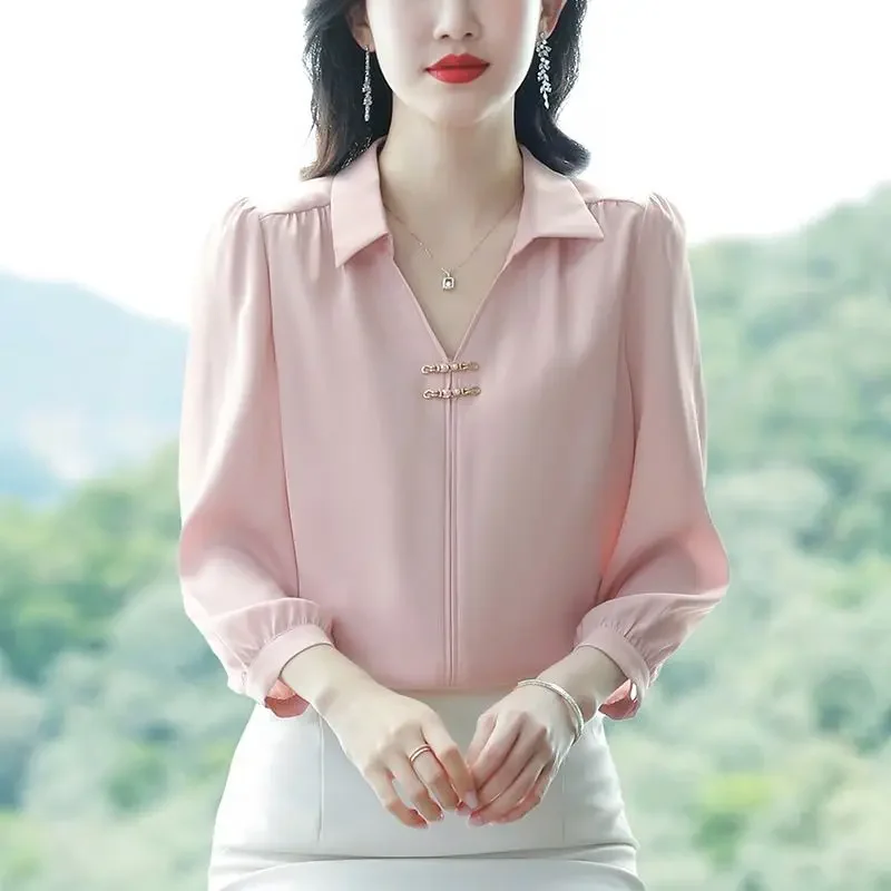 

Satin Blouse Women's New Summer Fashion Elegant Nine-minute Sleeves Top XQ537