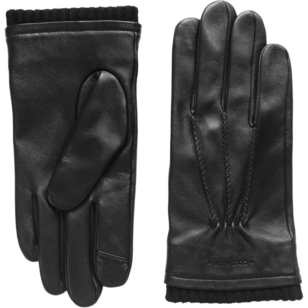 قفازات جلدية عالية الجودة للرجال مع شاشة تعمل باللمس متوافقة مع الإبهام وإصبع السبابة للاستخدام المحسن للهواتف الذكية