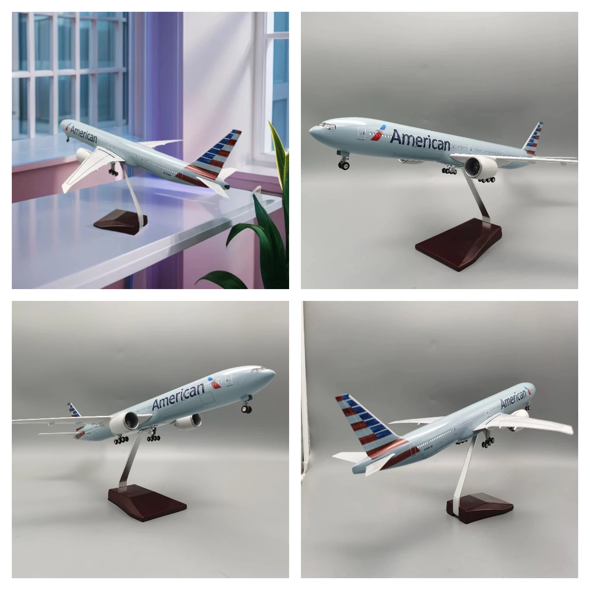 

1/157 Scale aircraft model B777 American Airlines Miniature airplane Toy W Light and Wheel Landing Gear for Collection