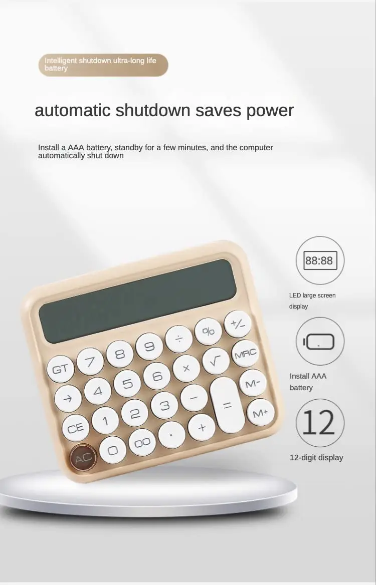 12 Digit Calculator Desktop Large LCD Display Calculator Sensitive Button Financial Calculator with Automatic Sleep