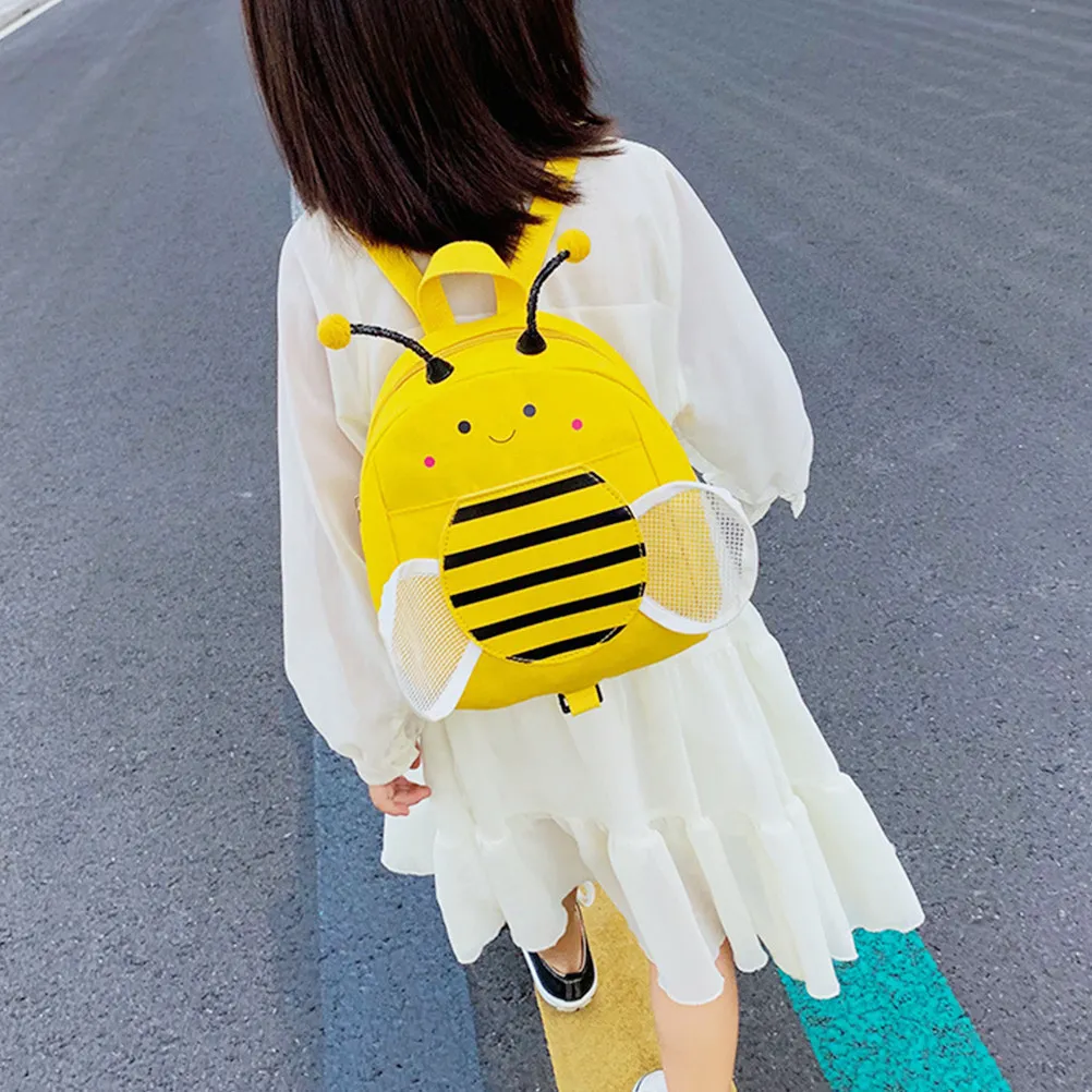 

Stylish Bee-Themed Anti-Lost Backpack for Kids Fashionable Canvas Storage Bag for Girls Daily Carry All Purpose Use