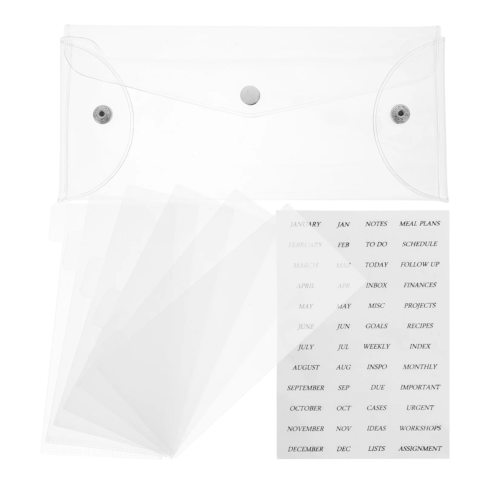 1 Set Budget Notebook Frosted Transparent Dividers Pvc Cash Bags Month Stickers For Savings Tracking Financial Planning Binder