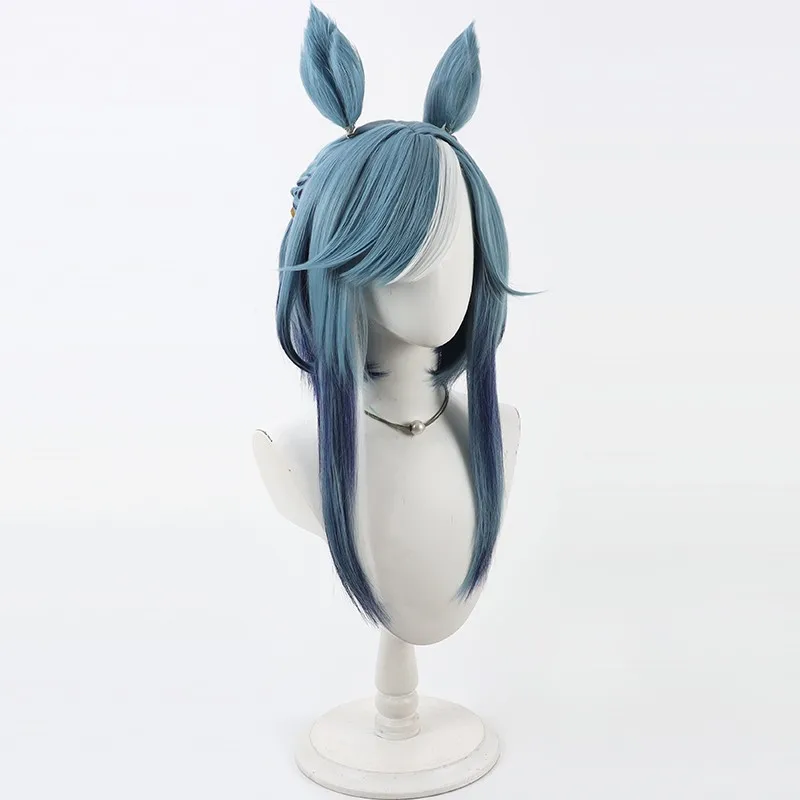 Umamusume Pretty Derby Admire Groove Cosplay peluca gradiente pelo azul orejas y cola mujeres Anime fiesta de Halloween Cos accesorios de disfraz