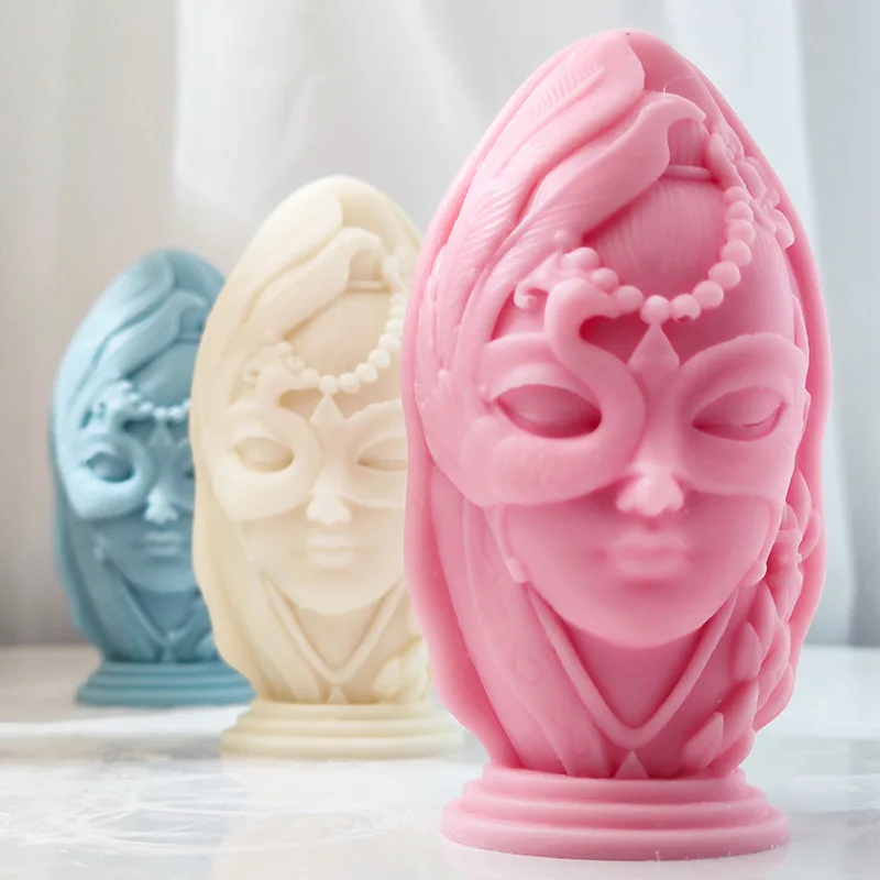 

3D Masked Beauty Statue Silicone Mold, DIY Portrait Candle Making,Resin Gypsum Mold,Handmade Chocolate Soap Supplies,Home Decor