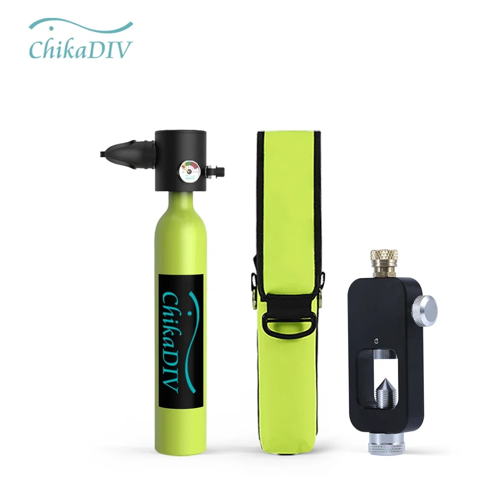 CHIKADIV C300 Mini Scuba Tank - Portable Refillable Air Oxygen Cylinder for Underwater Diving And Snorkeling Gear