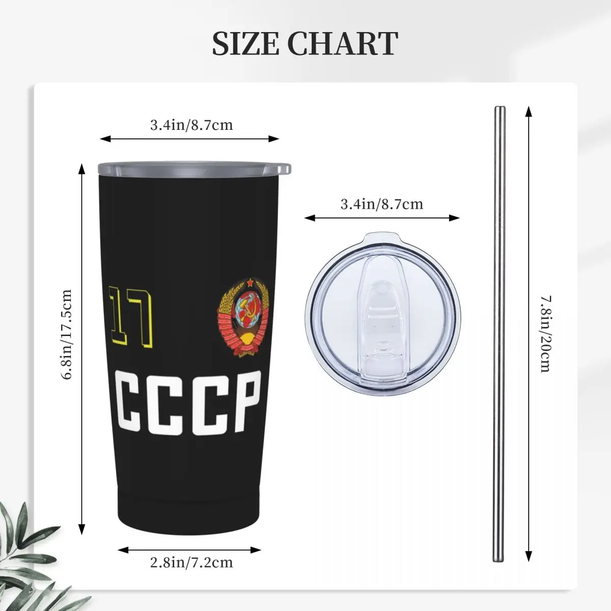USSR Hammer And Sickle CCCP Russian Soviet Flag Stainless Steel Tumbler Vacuum Insulated Mugs Thermal Cold Bottle With Lid 20oz