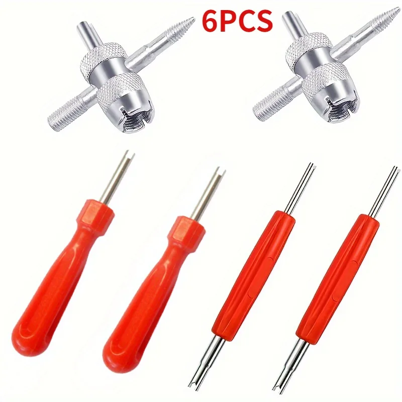 Tire Valve Stem Removal Tool, Dual Single Head Tire Repair Tools, 4-Way Valve Tool