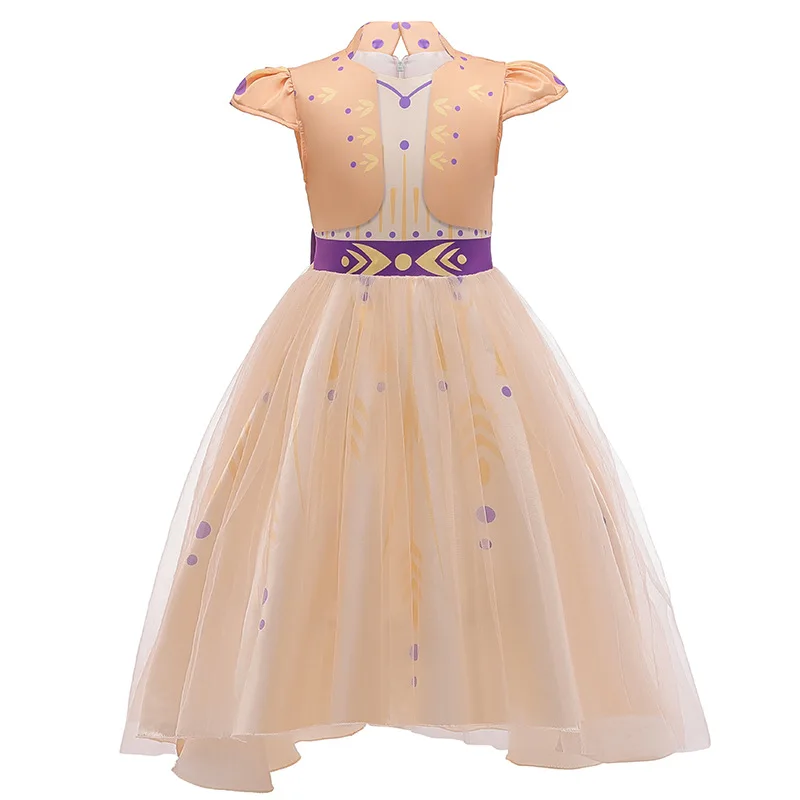 

Girls Anna Same Style Short Sleeved Cosplay Dress For Children's Elegant Festival Party Princess Gown Dresses With Bow