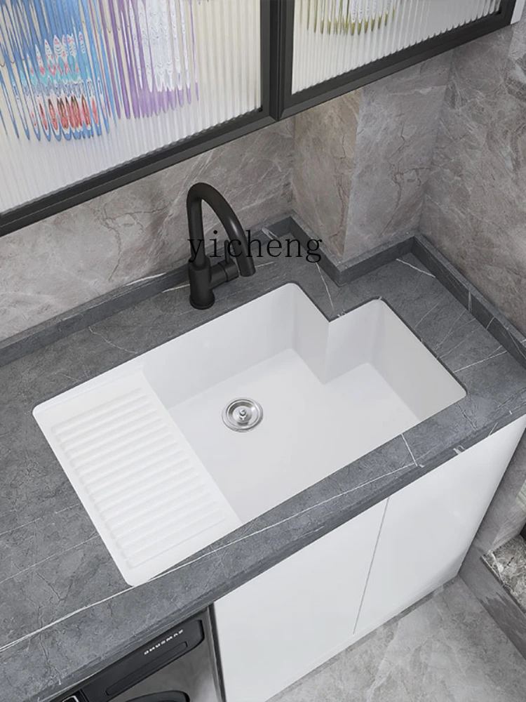 XL Drop-in Sink Artificial Laundry Basin with Washboard Hand Washing Laundry Tub Laundry Tub