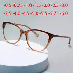 Feminine Optical Myopia Glasses Vintage Brand Design Clear Cat Eye Blue Light Blocking Glasses Women Eyeglasses Degree 0 to -6.0