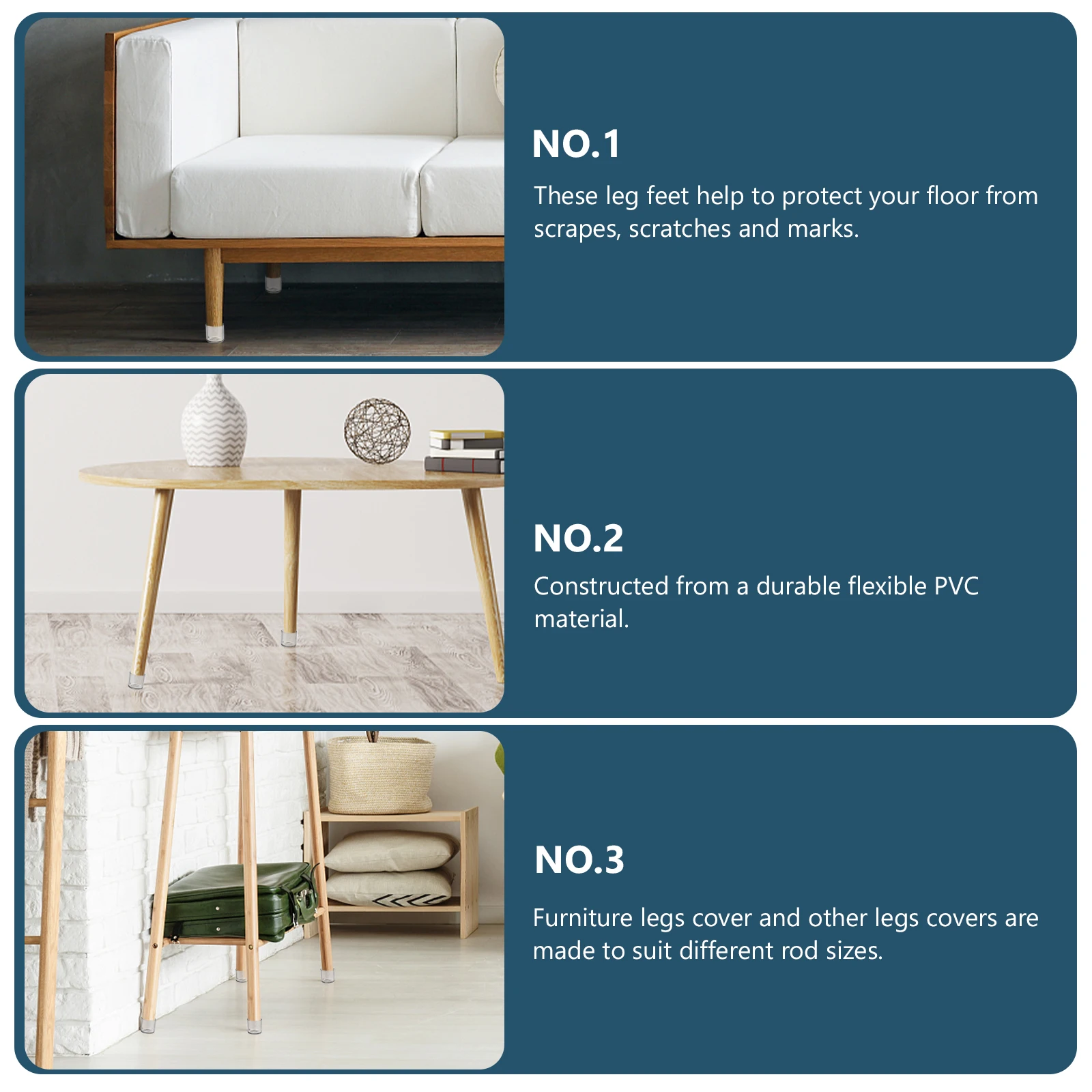 

32pcs Non Slip Chair Leg Protectors Durable PVC Floor Covers Transparent Bottom Furniture Feet Caps Legs Tables
