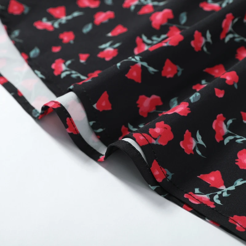 Elegant Women's Floral Printed Dress Slim V Neck Short Sleeve Waist Cinching Long Fishtail Dresses 2026 Summer Lady Party Robes