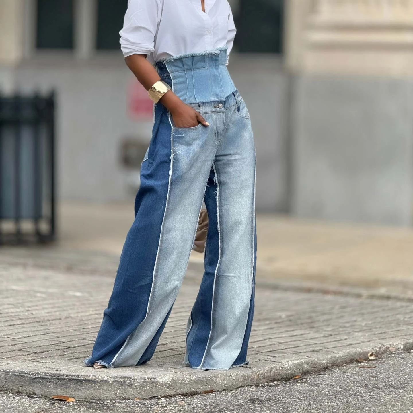 

Джинсы Y2k, женские широкие брюки, лоскутные потертые свободные брюки с высокой талией, 2021, уличная одежда, винтажная джинсовая длина до пола