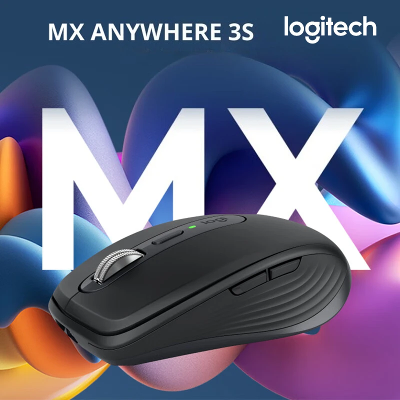 لوجيتك MX Anywhere 3S ماوس لاسلكي مدمج، تمرير سريع، تتبع في أي مكان 8K DPI، نقرة صامتة باللون الأسود والأبيض والوردي