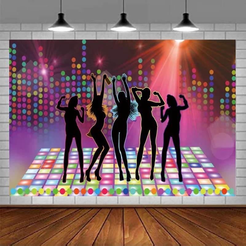 Splatter Photography Backdrop Disco Neon Dance Night Photoshoot Photo Booth Background Banner Glow Neon For Party Poster