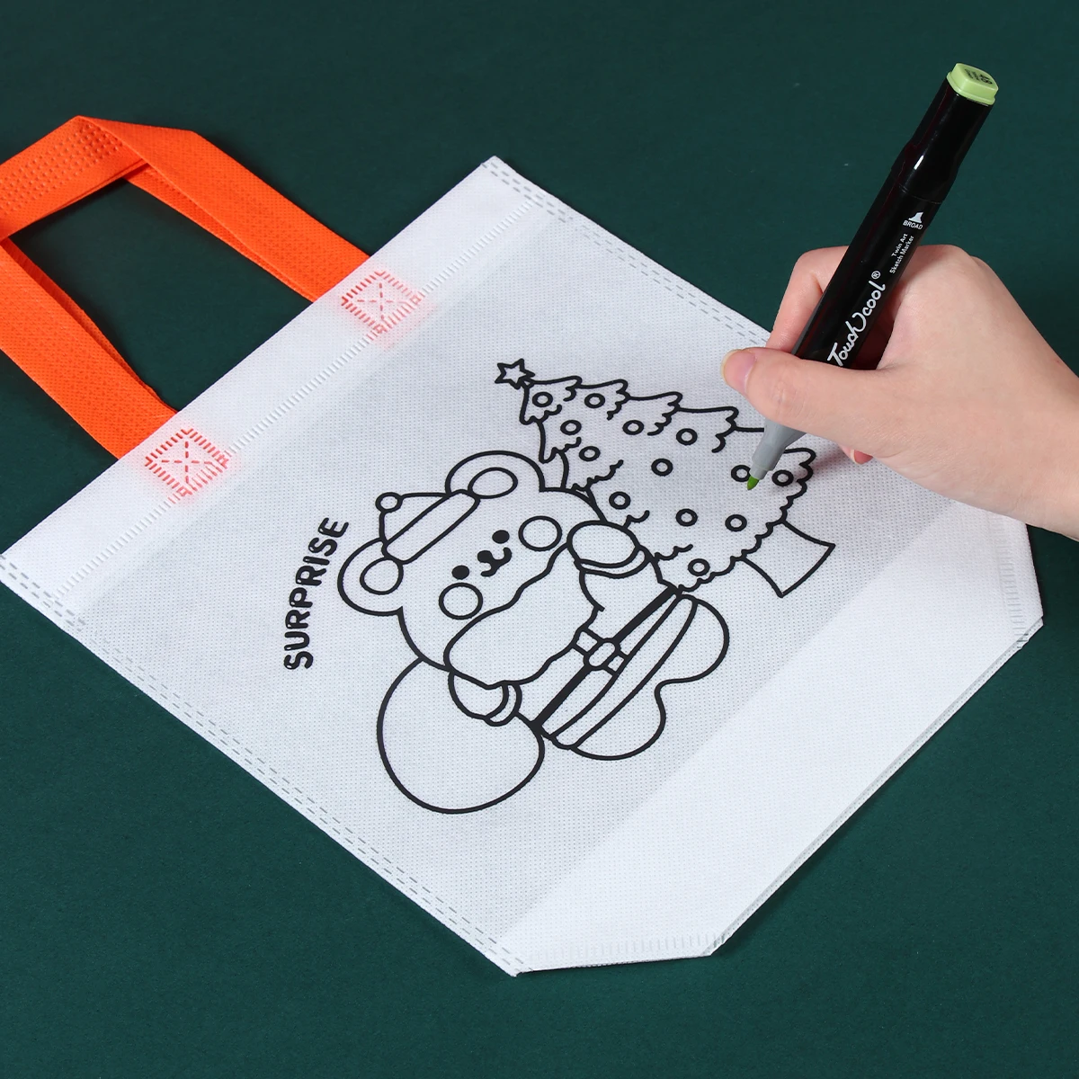 6pcs Christmas Graffiti Non-woven Bags Merry Christmas Decorations for Home 2024 Xmas Gift Bags Navidad Natal New Year Gift 2025 images - 6