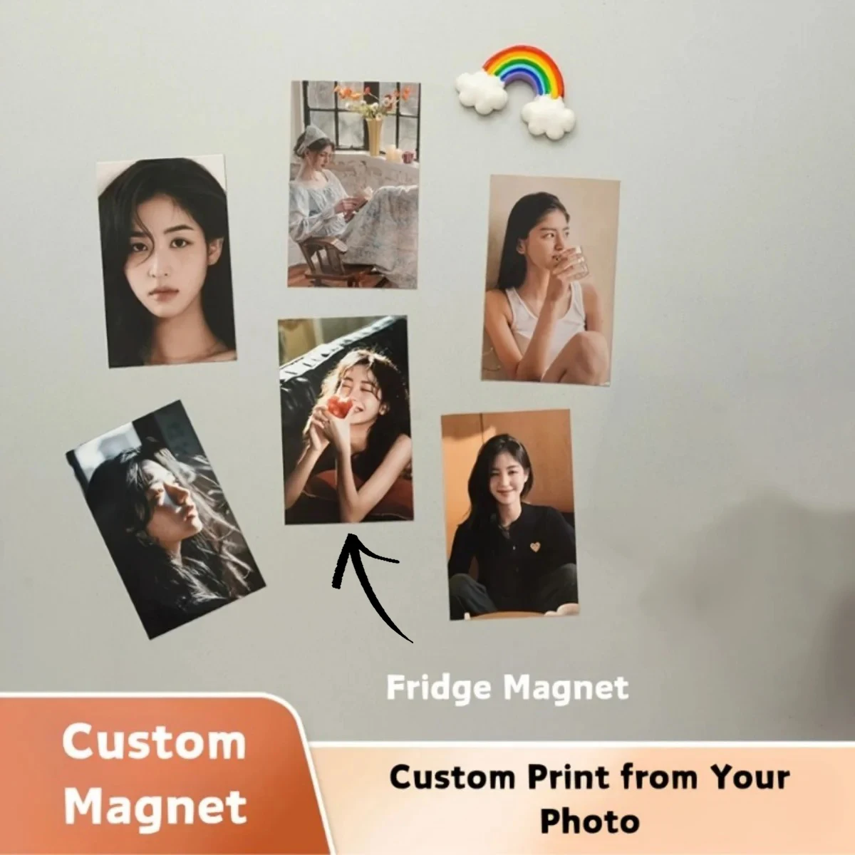 Personalized Photo Fridge Magnet Upload Your Picture Acrylic Magnetic Sticker Home Kitchen Decor Wedding Birthday Commemorative
