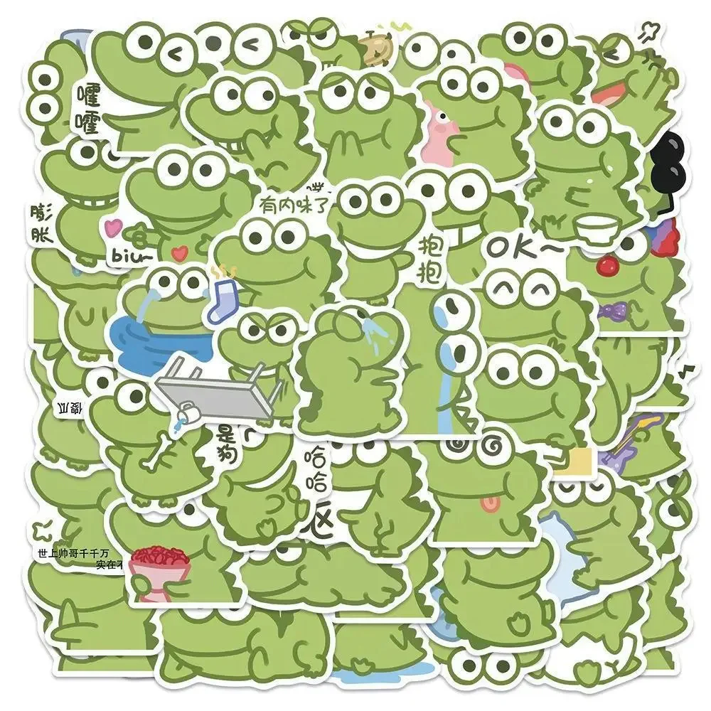 Desenhos animados crocodilo verde adesivo, iPad Graffiti, bagagem, capacete, carro, padrão de computador, Scrapbook, decoração do brinquedo, atacado, 10 pcs, 30 pcs, 50pcs