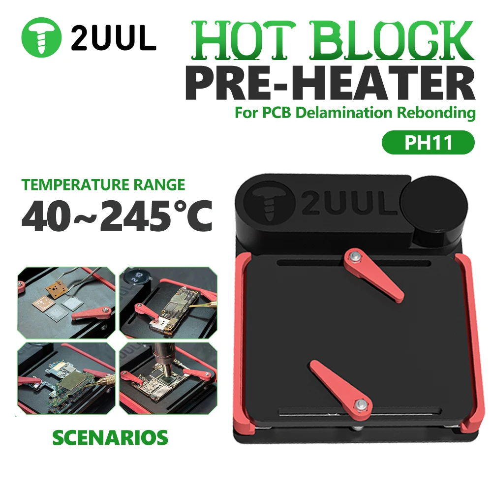 2UUL PH11 HOT-BLOCK Preheater Rapid Heat-Up Exact Heat Control Sliding Buckle for Motherboard IC Chip PCB Repair Rebonding Tools