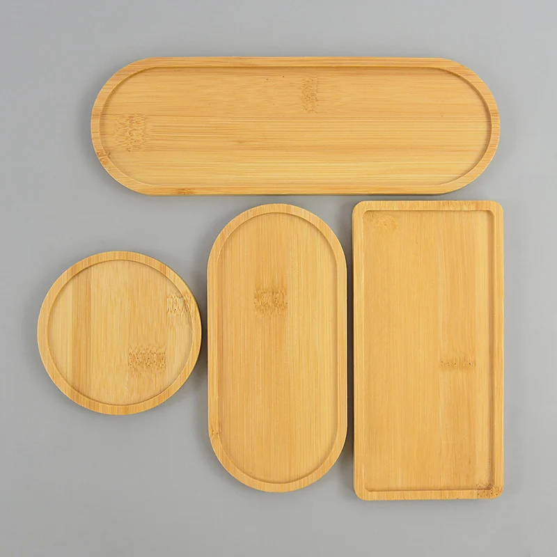 Bamboo Tray Wooden Saucer Flower Pot Tray Cup Pad Coaster Plate for Kitchen Decorative Creative Food Coaster Coffee Cup Mat