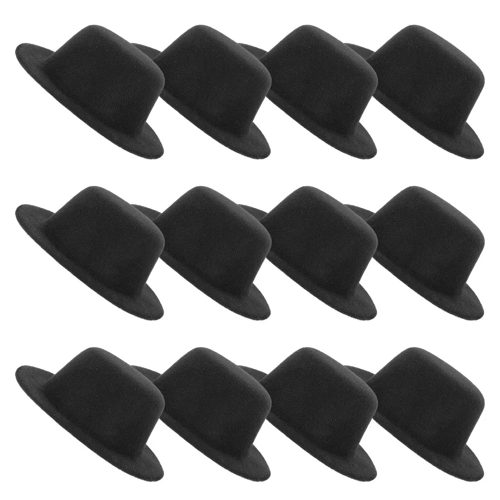 20Pcs Mini Top Hats Black Felt Miniature Formal Hats for Crafts Snowman Decorations Party Ornaments Tiny Hat Crafts Snowman Hat