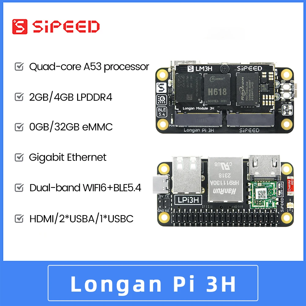 

Sipeed Longan Pi3H Allwinner H618 Development Board 4K TV Box WIFI6 LPi3H