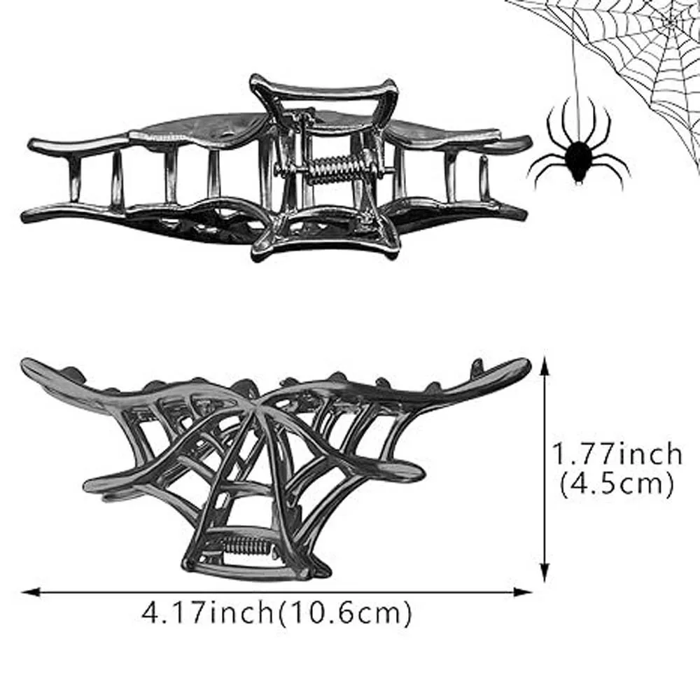 مشبك شعر القرش العنكبوت من سبيكة ، مخلب شعر الهالوين ، مجوف ، متعدد الألوان ، على الطراز القوطي ، فاسق ، معدن ، يومي ، إكسسوارات شعر