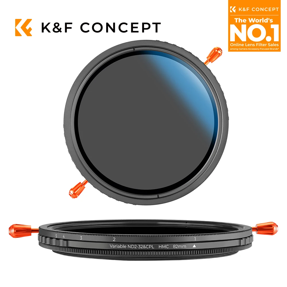 K&F CONCEPT 나노-C 가변 ND2-32& CPL 편광 2-in-1 필터 카메라 렌즈용 37/40.5/43/46/49/52/55/58/62/67/72/77/82mm
