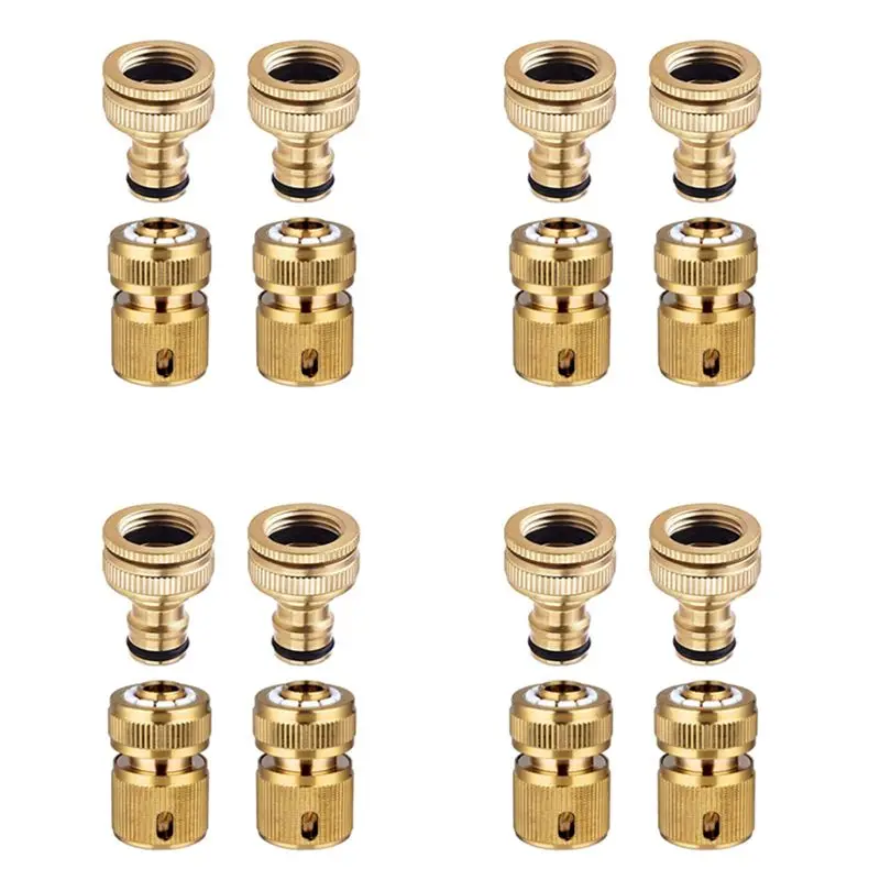 

Соединитель для садового шланга SEWS-16, 16 штук, размеры 1/2 дюйма и 3/4 дюйма, быстроразъемное соединение 2-в-1 для шланга 1/2 дюйма