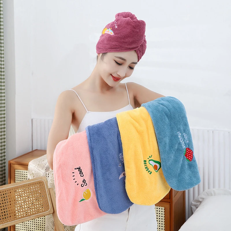 Toallas de microfibra suave para mujer, gorro de ducha, Toalla de baño, gorro de pelo seco, turbante de secado rápido para niña