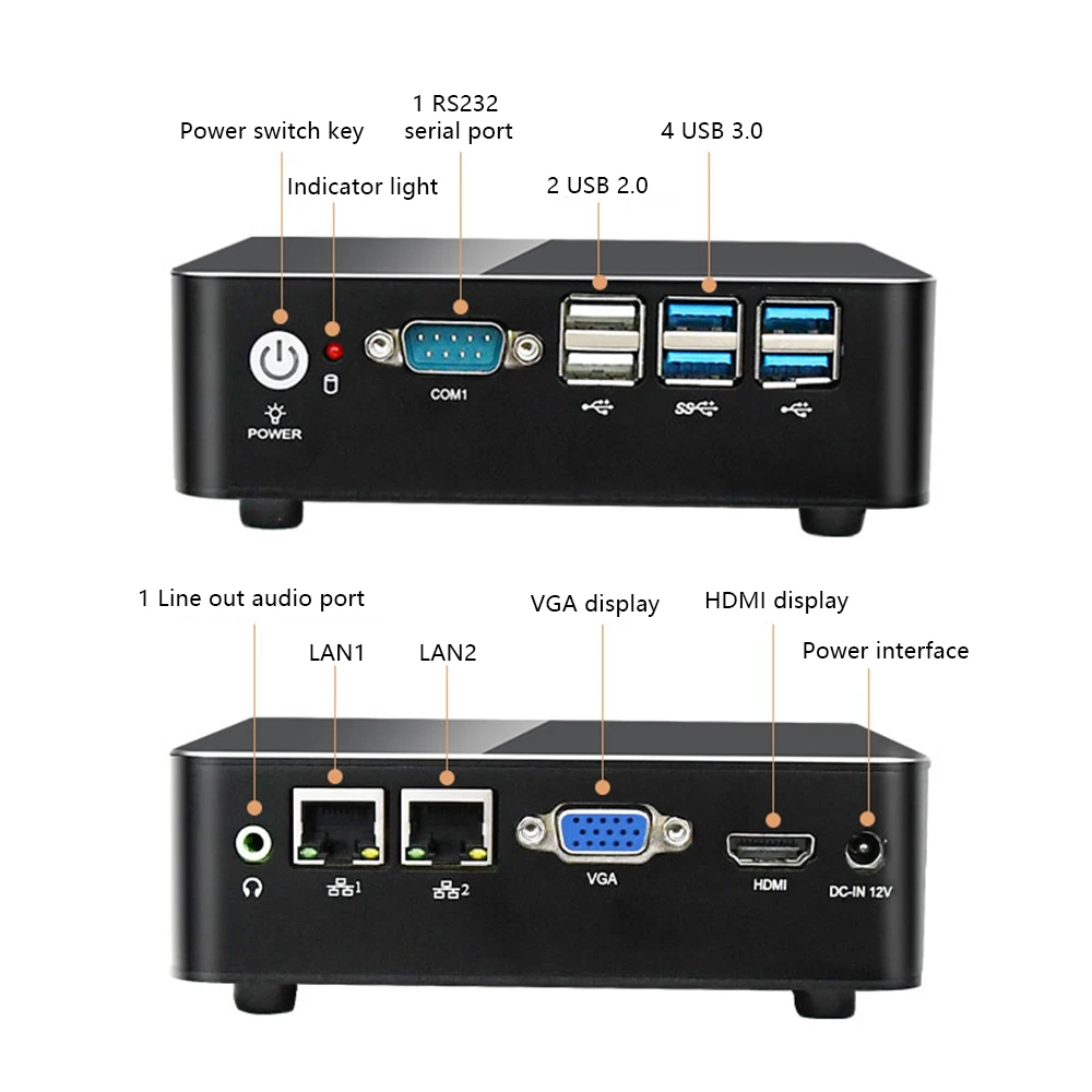 공장 직판 미니 PC 인텔 8세대 I5-8265U 6*LAN 2*DDR4 12*USB 2CAN 지원 8K MFC-1003 팬리스 산업용 서버 컴퓨터
