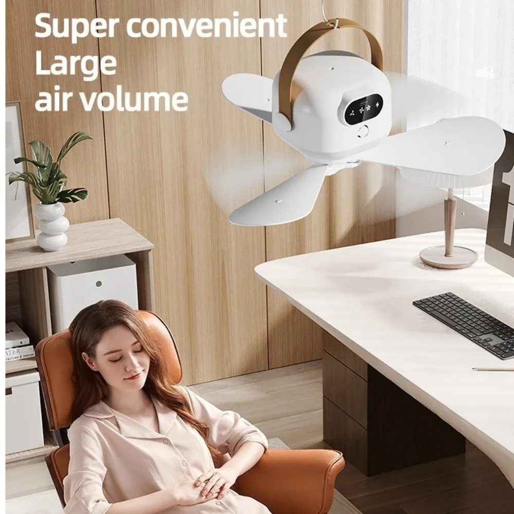 

Rechargeable Ceiling Fan Light Energy Saving with Remote Control Hanging Fan Light 3 Gears Intelligent Electric Fan Night Lamp