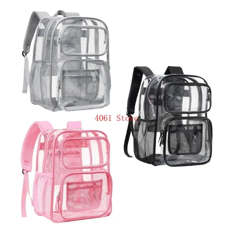 

Clear Backpack PVC Transparent Heavy Duty School Bookbags See Through Bag for College Work Travel Security Concerts
