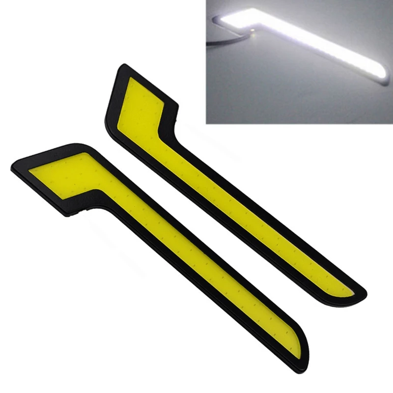 A024-1Pair High Power L-Shape COB DRL Car LED Daytime Running Lights Fog Lamp White DC12V