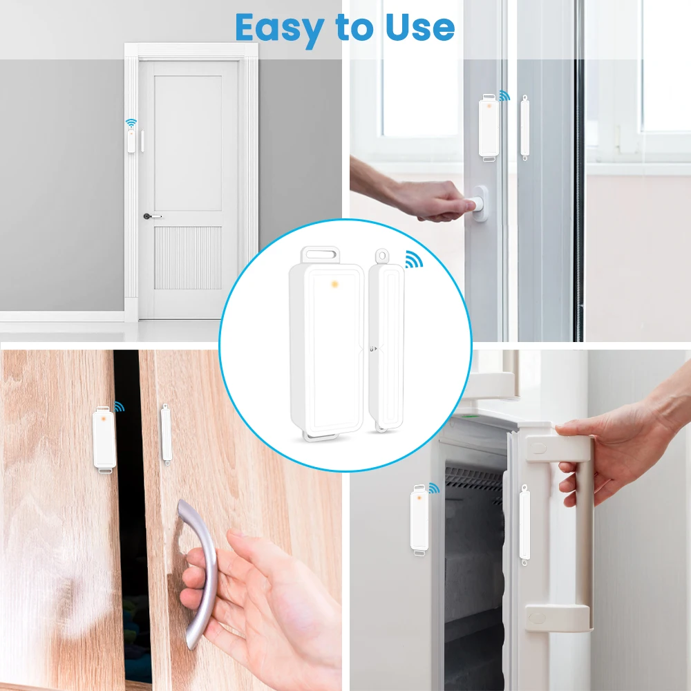 Tuya Wireless ZigBee and Wi-Fi Door Sensor Scene Linkage via Switch Smart Life Security Early Warning Alert System