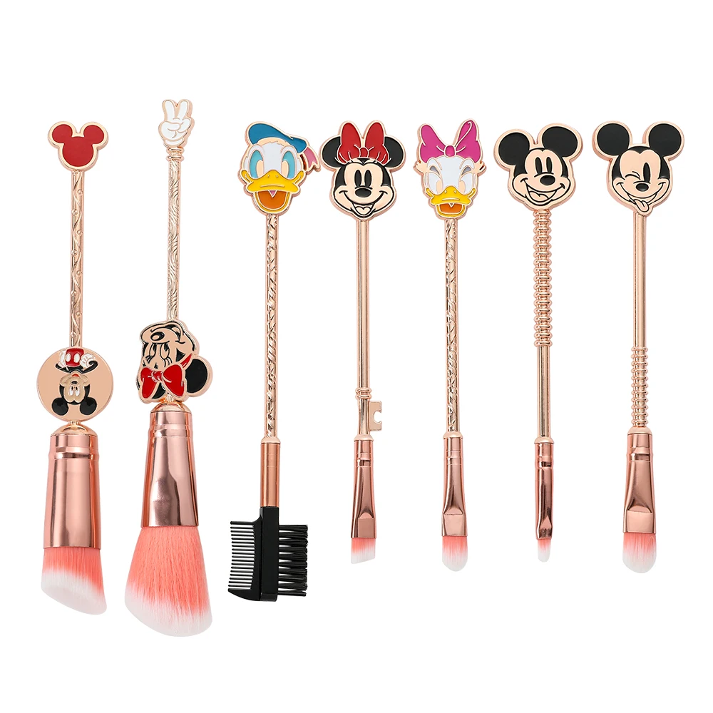 Disney Cartoon Makeup Brushes Set, Mickey Mouse, Minnie, Donald Duck, Daisy, Christmas Night, Anime Make Up Brush, 7Pcs, Set