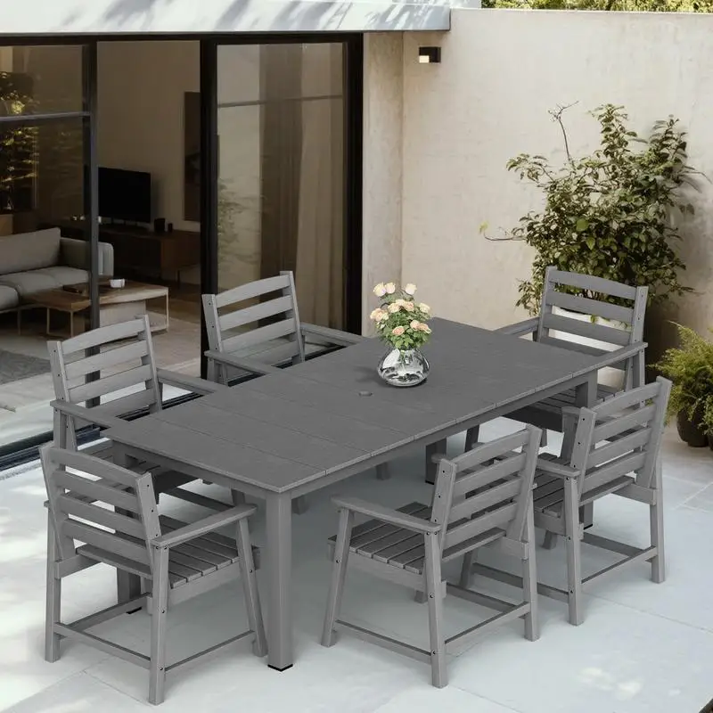 

Обеденный набор на открытом воздухе из 7 предметов со столом и стульями, универсальный для различных настроек