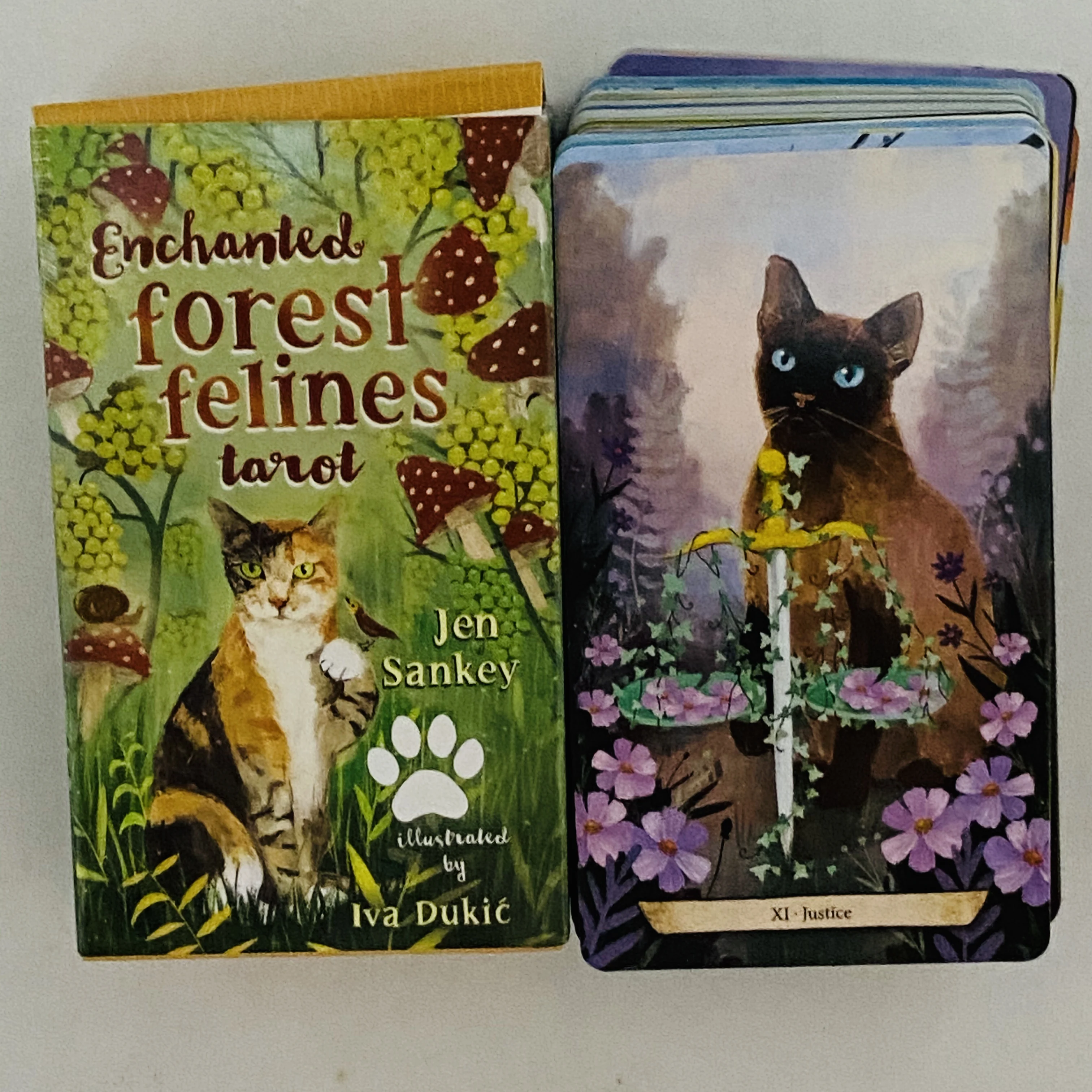 78Pcs Enchanted Forest Felines Tarot Cards The Power of Cat-omancy Cute Kitten Tarot Cards for Cat Lovers